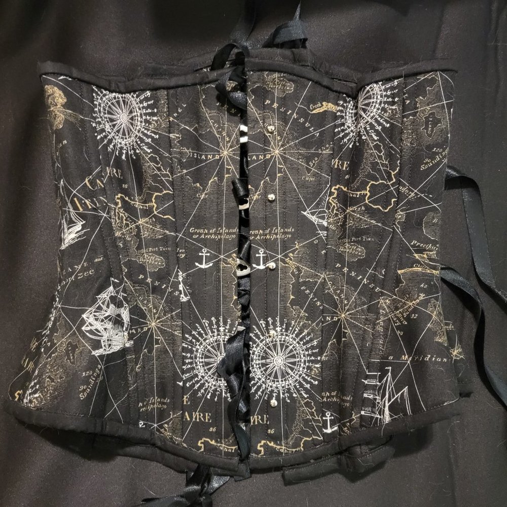 **SOLD** Timeless Trends Novice Corset, size 24 (Mapping the Black Seas print)